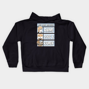 Anime Love, Dog Joy, Ramen Comfort Kids Hoodie